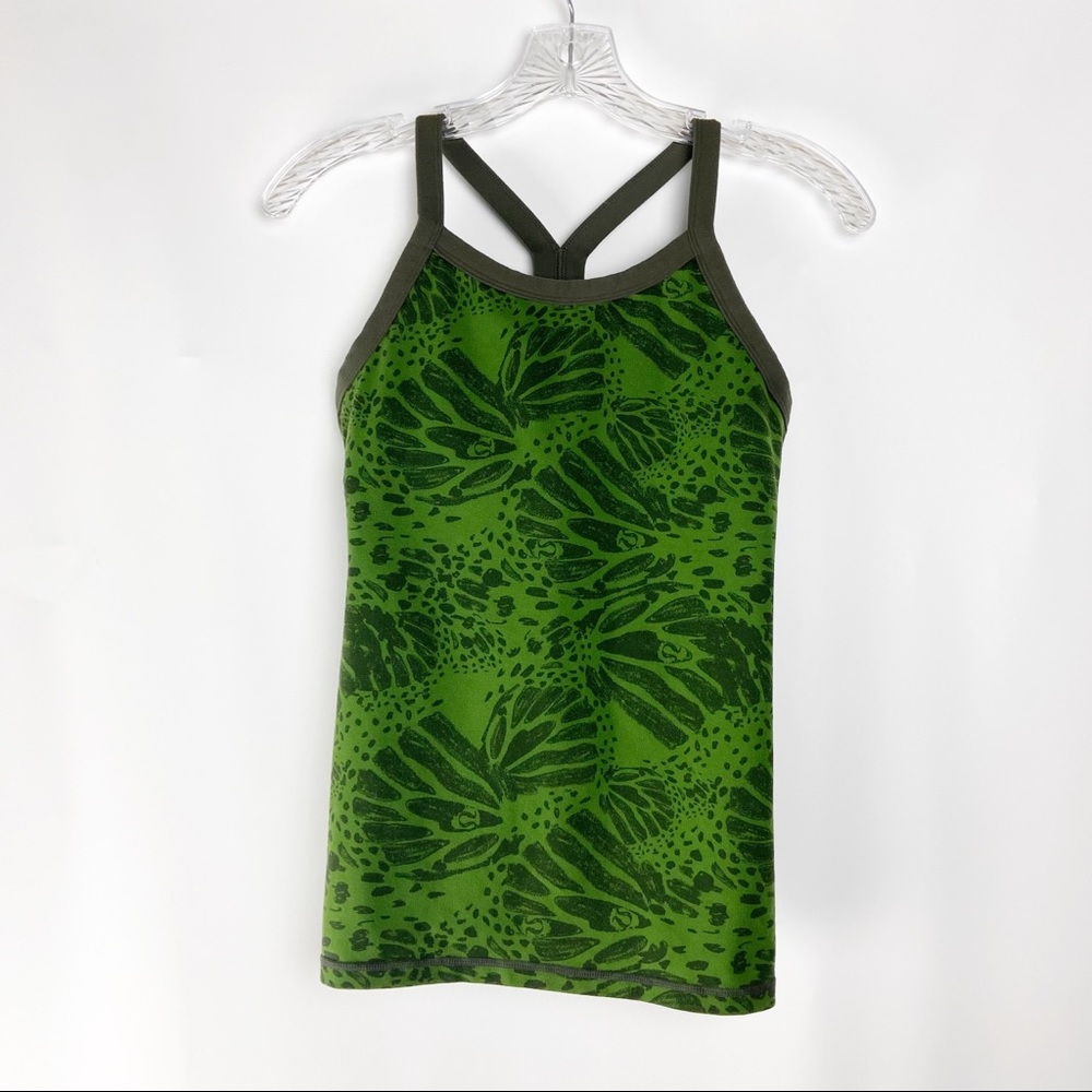 Lululemon Tank Leaf Allover Logo Print Green 4